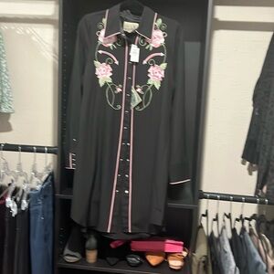 Button slim fit blouse shirt dress